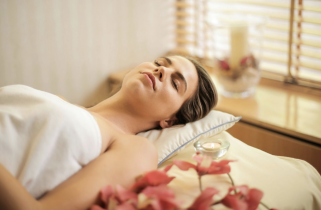 Woman Peacefully Relaxing in a Spa